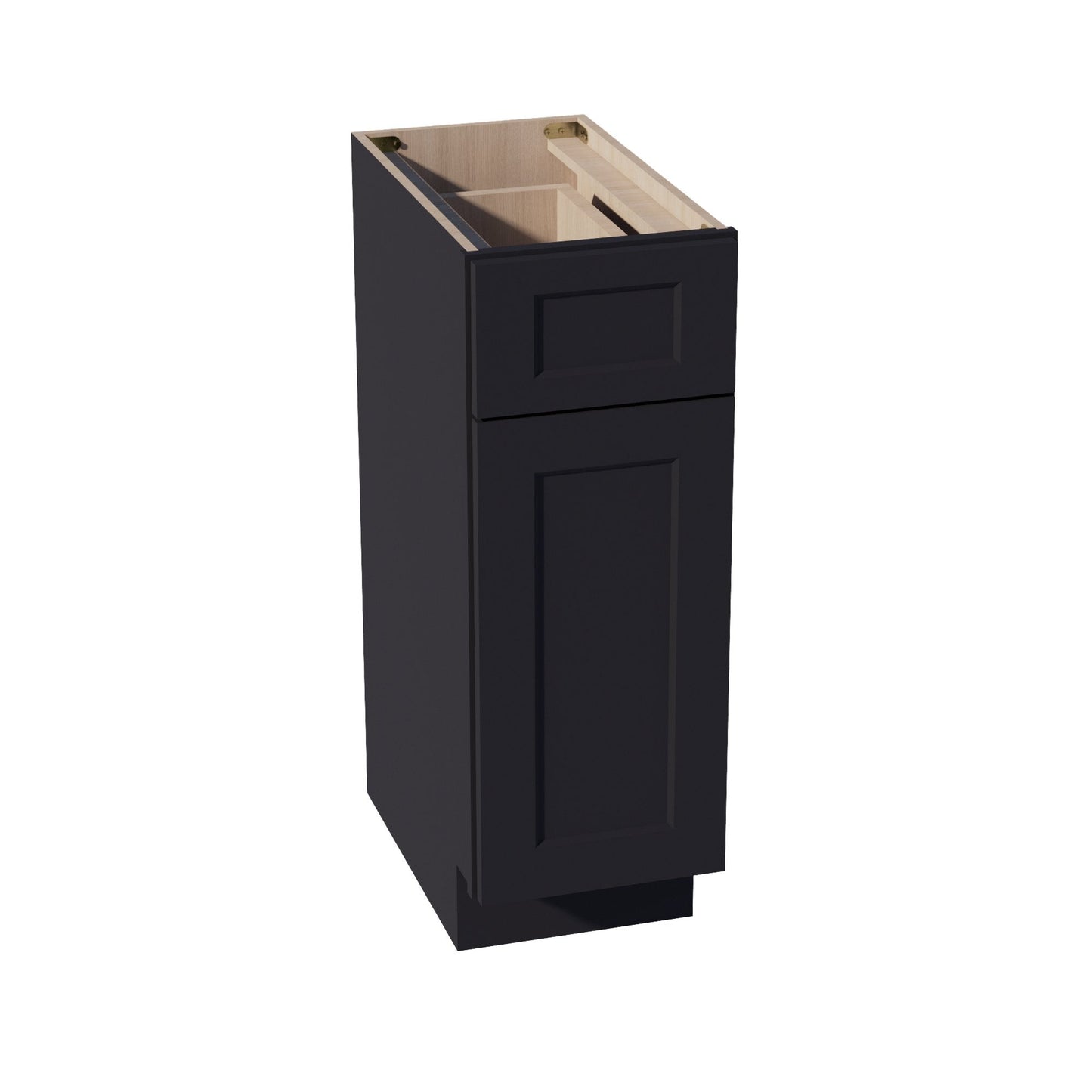 HE - VB1221: Ebony Black Shaker 12"W x 34 - 1/2"H x 21"D 1 Door & 1 Drawer Single Door Vanity Base Cabinets - NextCabinets