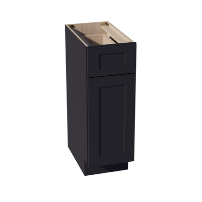 HE - VB1221: Ebony Black Shaker 12"W x 34 - 1/2"H x 21"D 1 Door & 1 Drawer Single Door Vanity Base Cabinets - NextCabinets