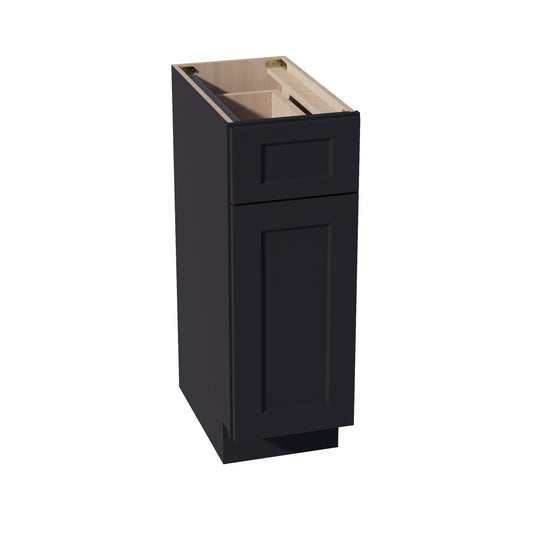 HE - VB1221: Ebony Black Shaker 12"W x 34 - 1/2"H x 21"D 1 Door & 1 Drawer Single Door Vanity Base Cabinets - NextCabinets