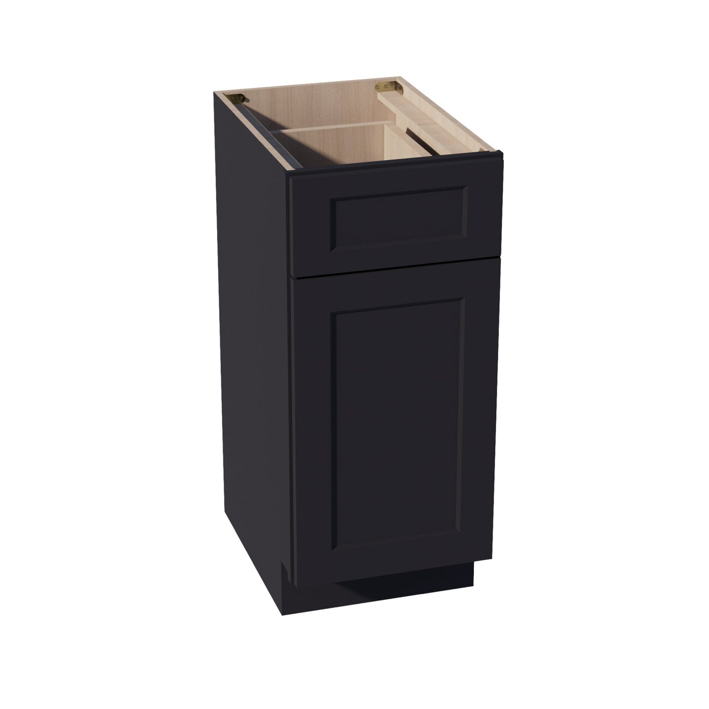 HE - VB1521: Ebony Black Shaker 15"W x 34 - 1/2"H x 21"D 1 Door & 1 Drawer Single Door Vanity Base Cabinets - NextCabinets