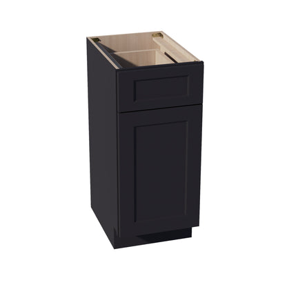 HE - VB1521: Ebony Black Shaker 15"W x 34 - 1/2"H x 21"D 1 Door & 1 Drawer Single Door Vanity Base Cabinets - NextCabinets