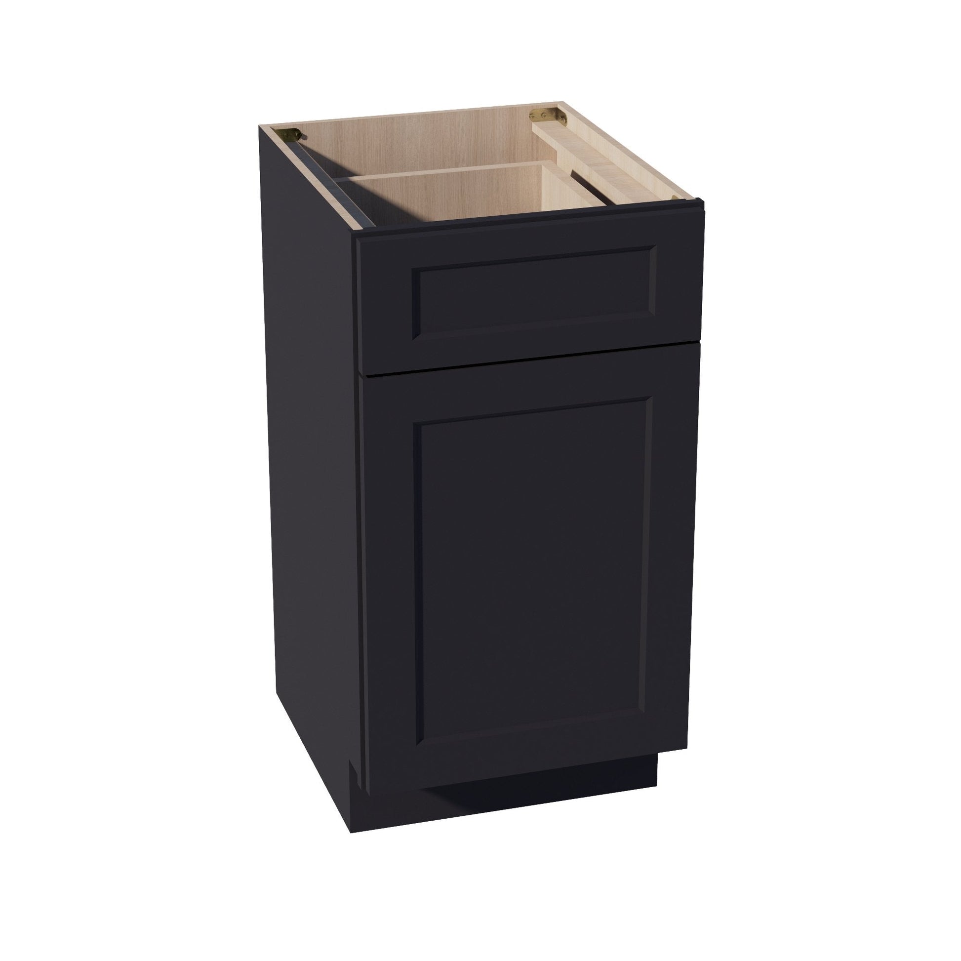 HE - VB1821: Ebony Black Shaker 18"W x 34 - 1/2"H x 21"D 1 Door & 1 Drawer Single Door Vanity Base Cabinets - NextCabinets