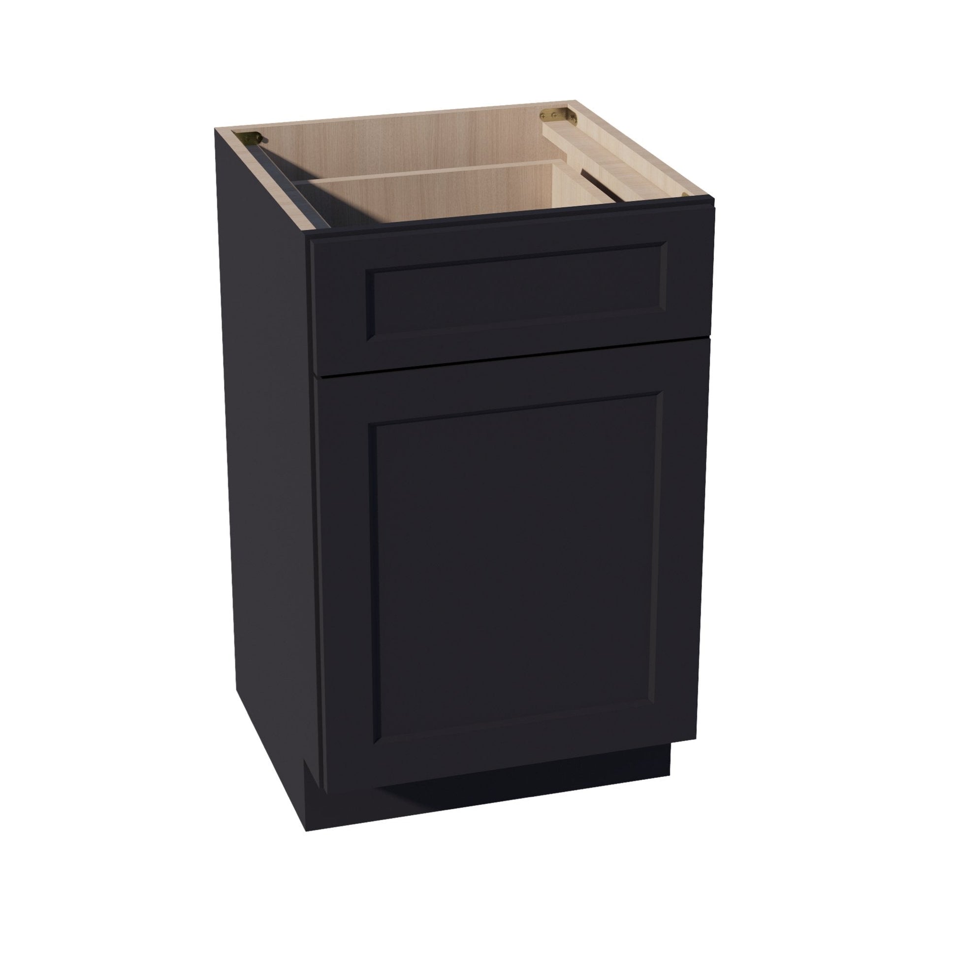 HE - VB2121: Ebony Black Shaker 21"W x 34 - 1/2"H x 21"D 1 Door & 1 Drawer Single Door Vanity Base Cabinets - NextCabinets