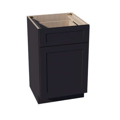 HE - VB2121: Ebony Black Shaker 21"W x 34 - 1/2"H x 21"D 1 Door & 1 Drawer Single Door Vanity Base Cabinets - NextCabinets