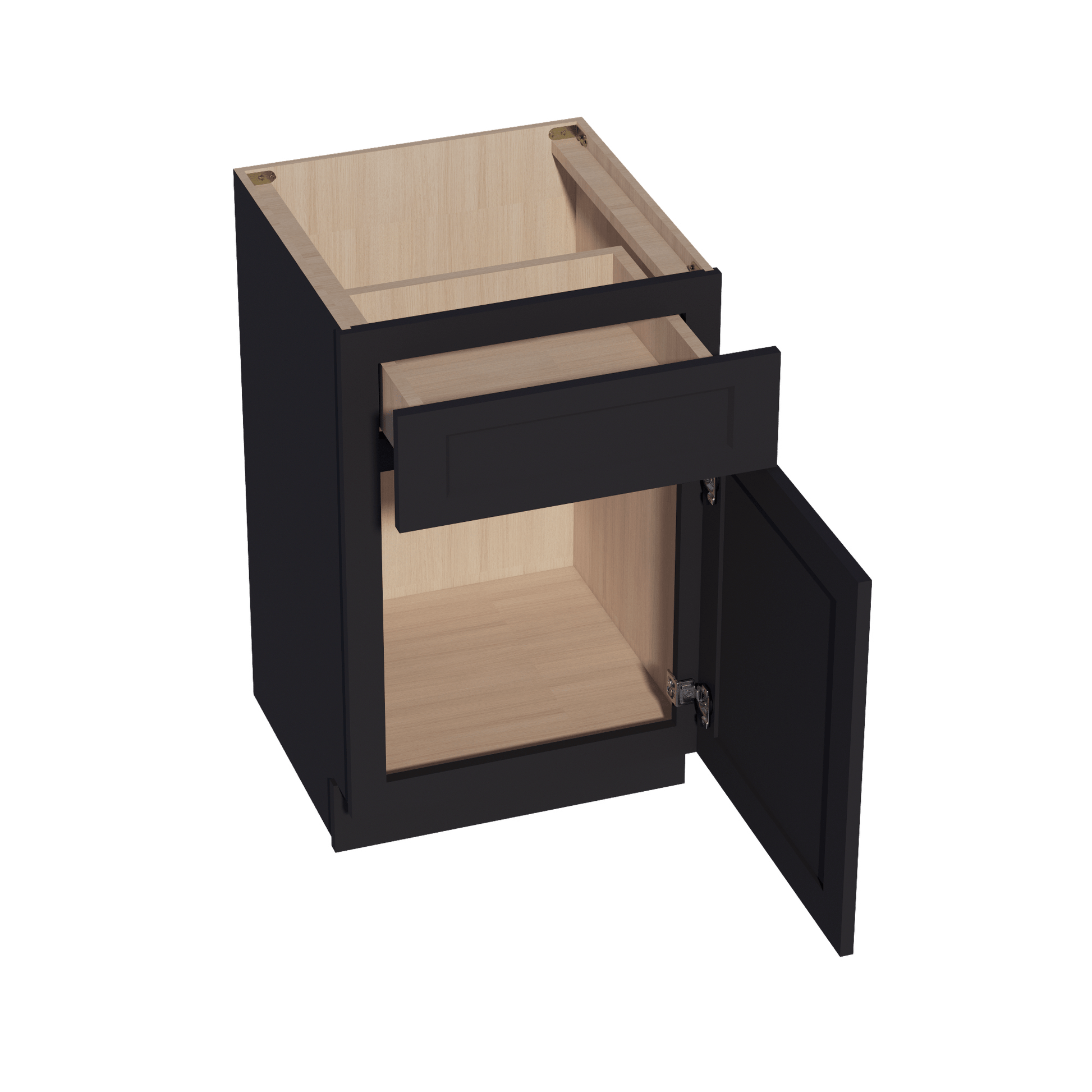 HE - VB2121: Ebony Black Shaker 21"W x 34 - 1/2"H x 21"D 1 Door & 1 Drawer Single Door Vanity Base Cabinets - NextCabinets