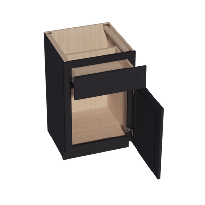 HE - VB2121: Ebony Black Shaker 21"W x 34 - 1/2"H x 21"D 1 Door & 1 Drawer Single Door Vanity Base Cabinets - NextCabinets