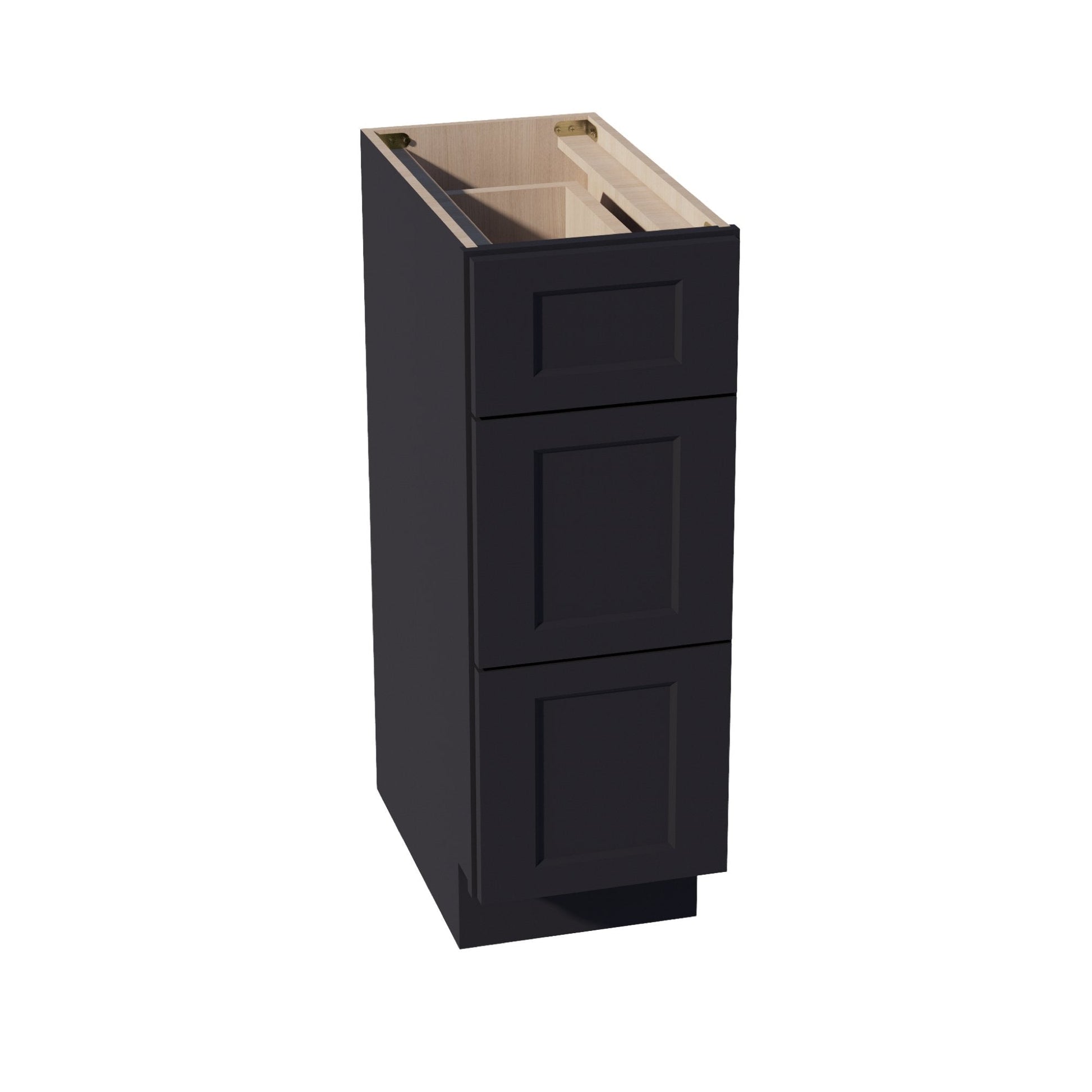HE - VDB1221: Ebony Black Shaker 12"W x 34 - 1/2"H x 21"D 3 Drawers Vanity Base Cabinets - NextCabinets