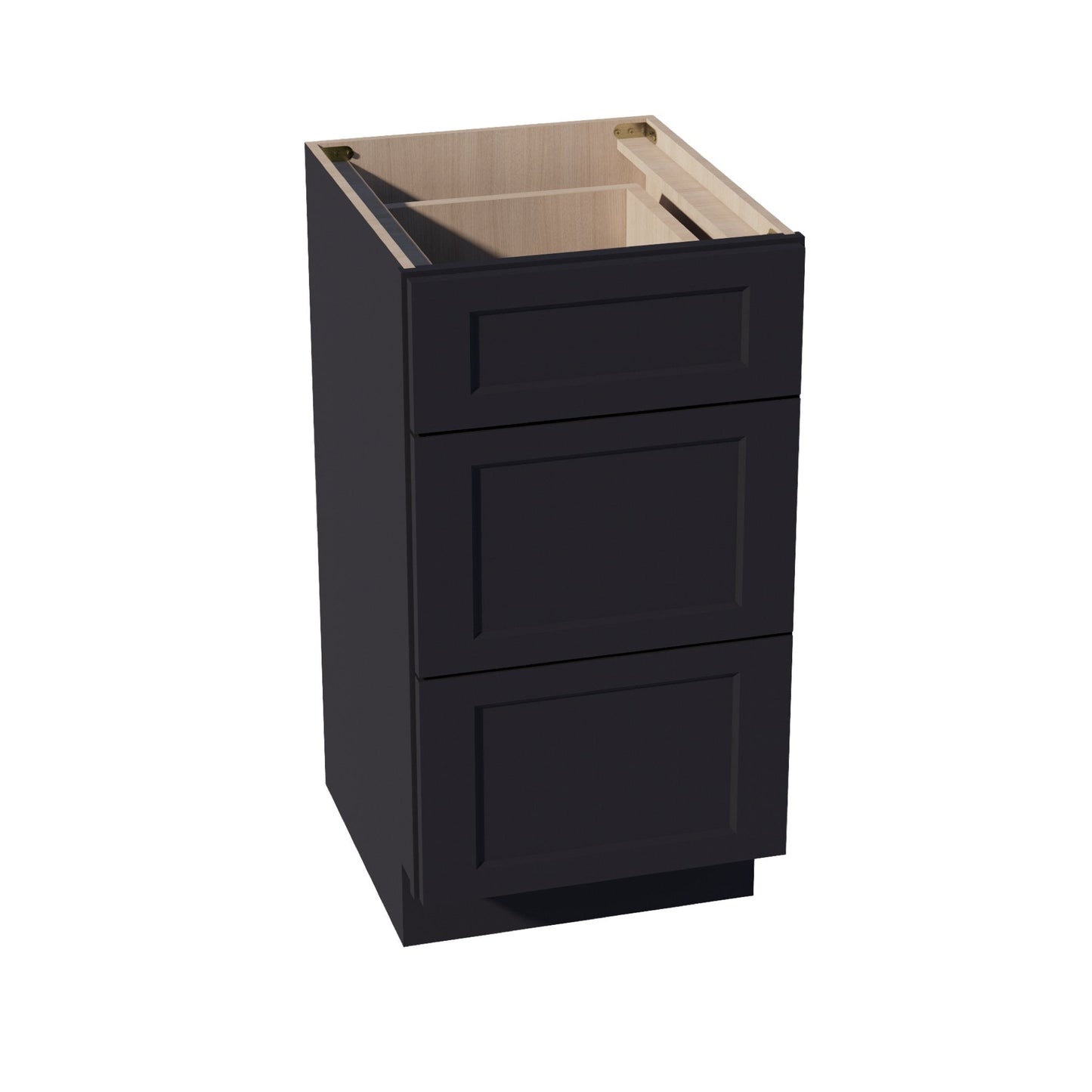 HE - VDB1821: Ebony Black Shaker 18"W x 34 - 1/2"H x 21"D 3 Drawers Vanity Base Cabinets - NextCabinets