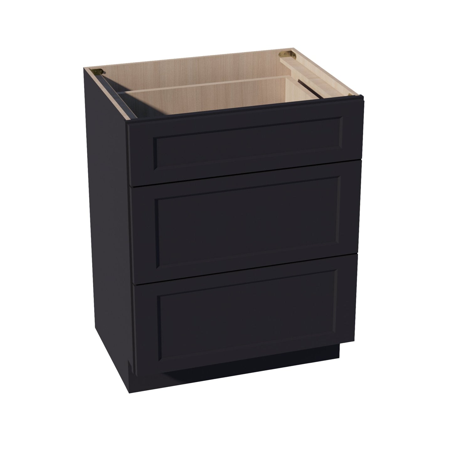HE - VDB2721: Ebony Black Shaker 27"W x 34 - 1/2"H x 21"D 3 Drawers Vanity Base Cabinets - NextCabinets