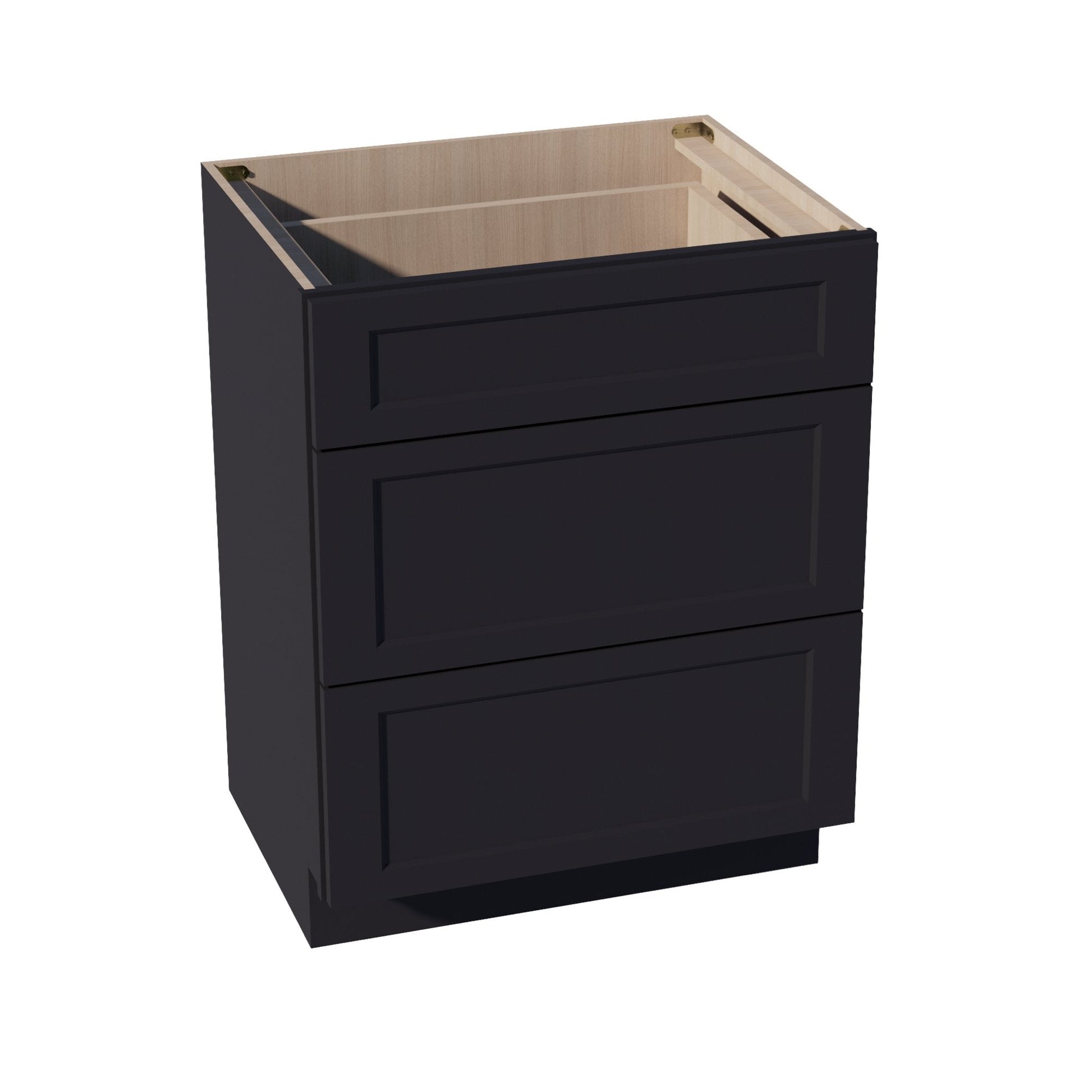 HE - VDB2721: Ebony Black Shaker 27"W x 34 - 1/2"H x 21"D 3 Drawers Vanity Base Cabinets - NextCabinets