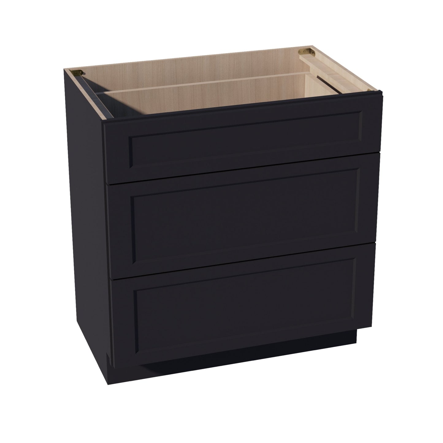 HE - VDB3321: Ebony Black Shaker 33"W x 34 - 1/2"H x 21"D 3 Drawers Vanity Base Cabinets - NextCabinets