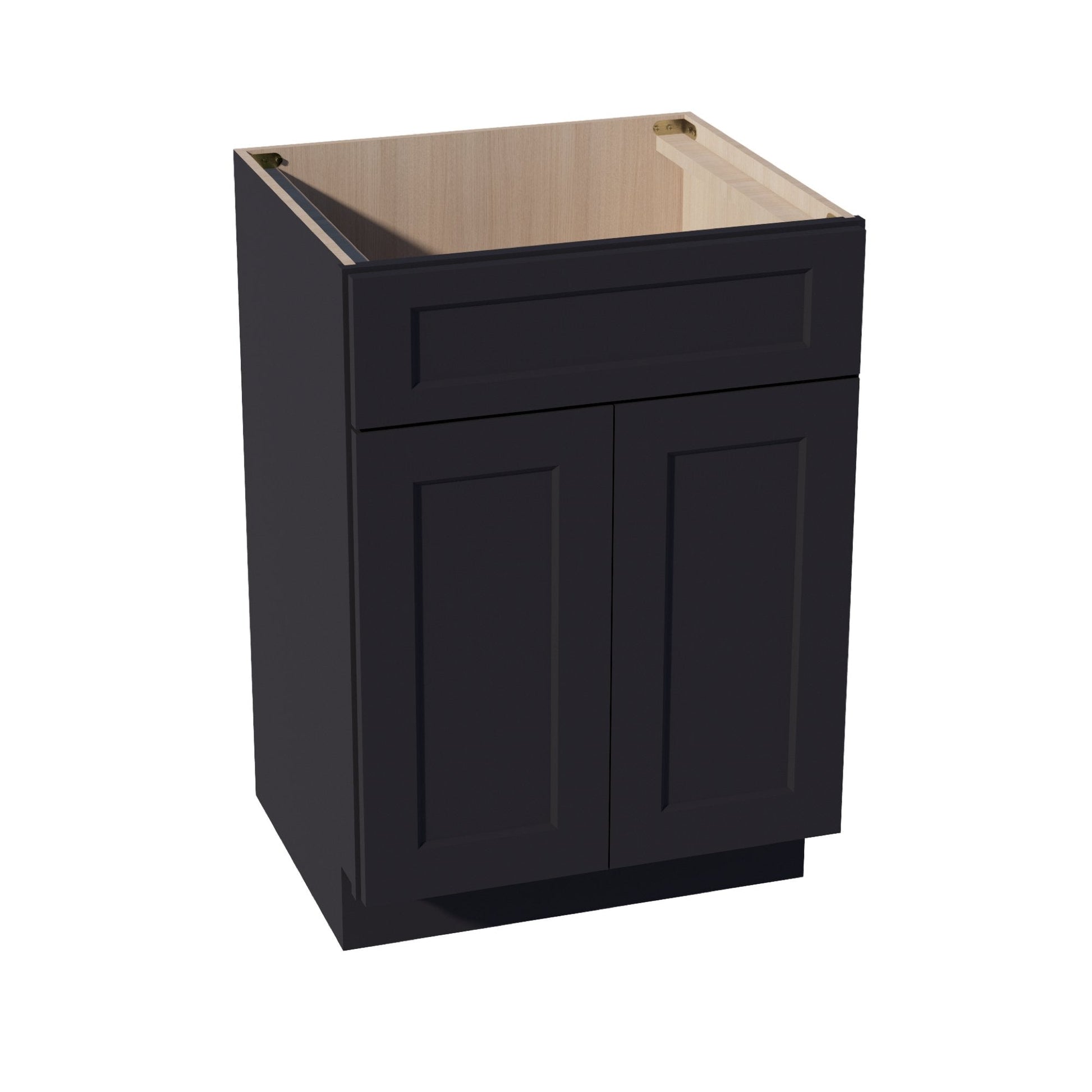 HE - VSB2421: Ebony Black Shaker 24"W x 34 - 1/2"H x 21"D 2 Doors & 1 False Drawer Vanity Sink Base Cabinets - NextCabinets