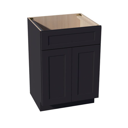 HE - VSB2421: Ebony Black Shaker 24"W x 34 - 1/2"H x 21"D 2 Doors & 1 False Drawer Vanity Sink Base Cabinets - NextCabinets