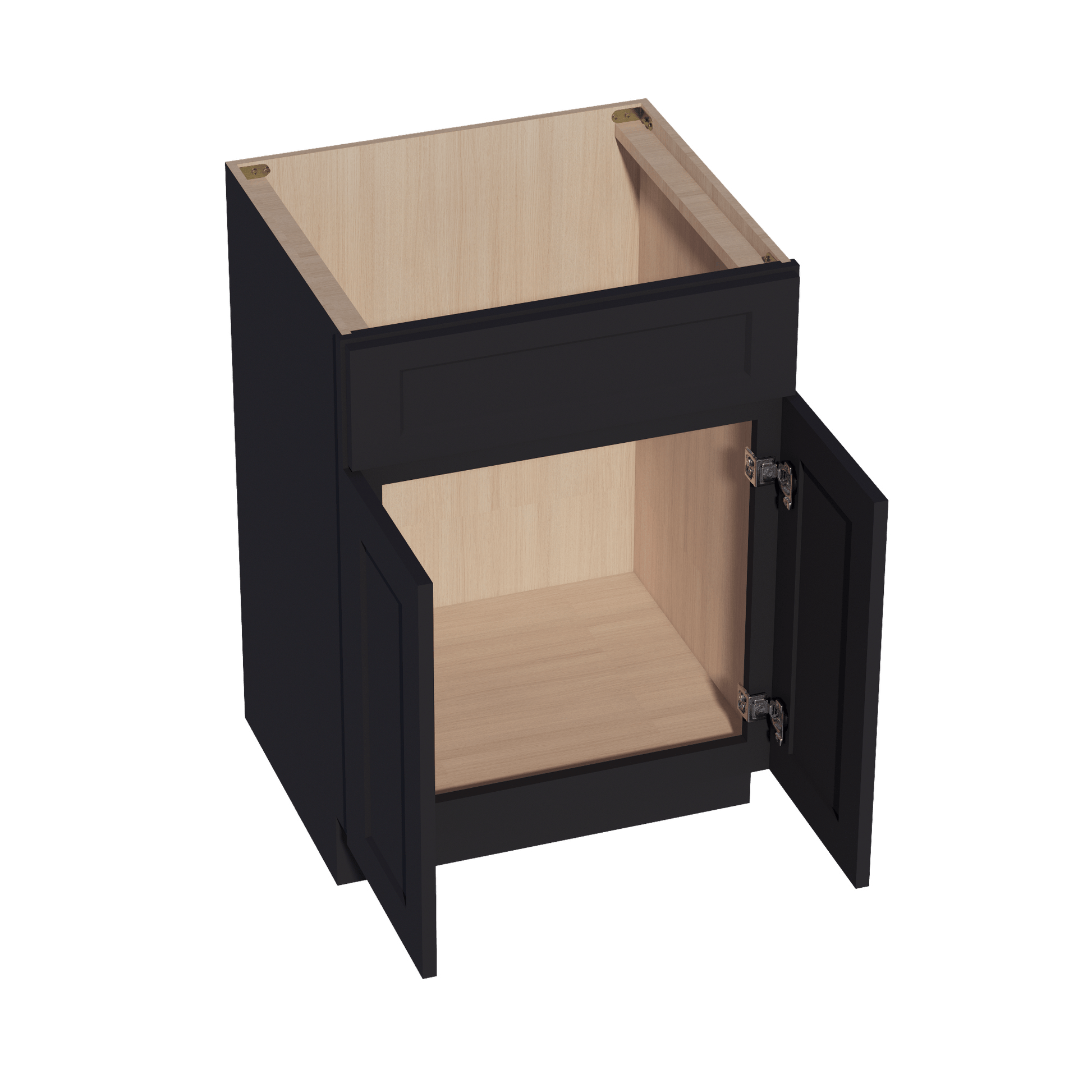 HE - VSB2421: Ebony Black Shaker 24"W x 34 - 1/2"H x 21"D 2 Doors & 1 False Drawer Vanity Sink Base Cabinets - NextCabinets