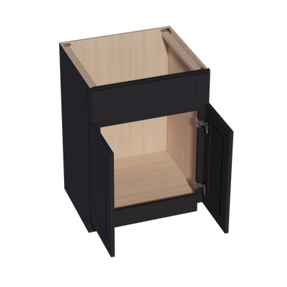 HE - VSB2421: Ebony Black Shaker 24"W x 34 - 1/2"H x 21"D 2 Doors & 1 False Drawer Vanity Sink Base Cabinets - NextCabinets