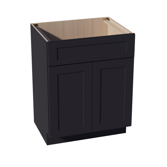 HE - VSB2721: Ebony Black Shaker 27"W x 34 - 1/2"H x 21"D 2 Doors & 1 False Drawer Vanity Sink Base Cabinets - NextCabinets