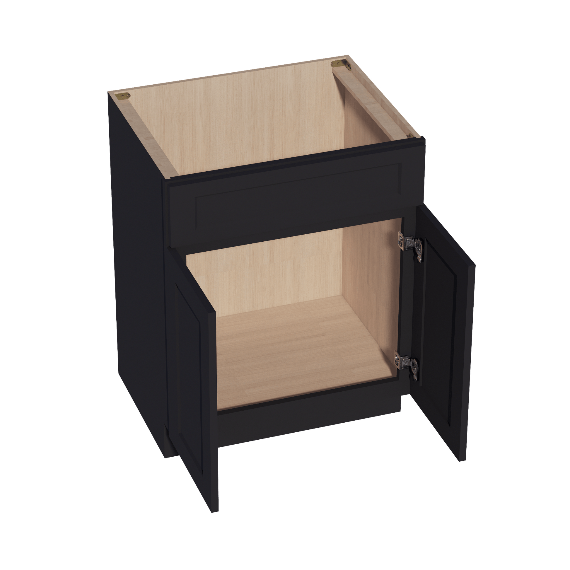 HE - VSB2721: Ebony Black Shaker 27"W x 34 - 1/2"H x 21"D 2 Doors & 1 False Drawer Vanity Sink Base Cabinets - NextCabinets
