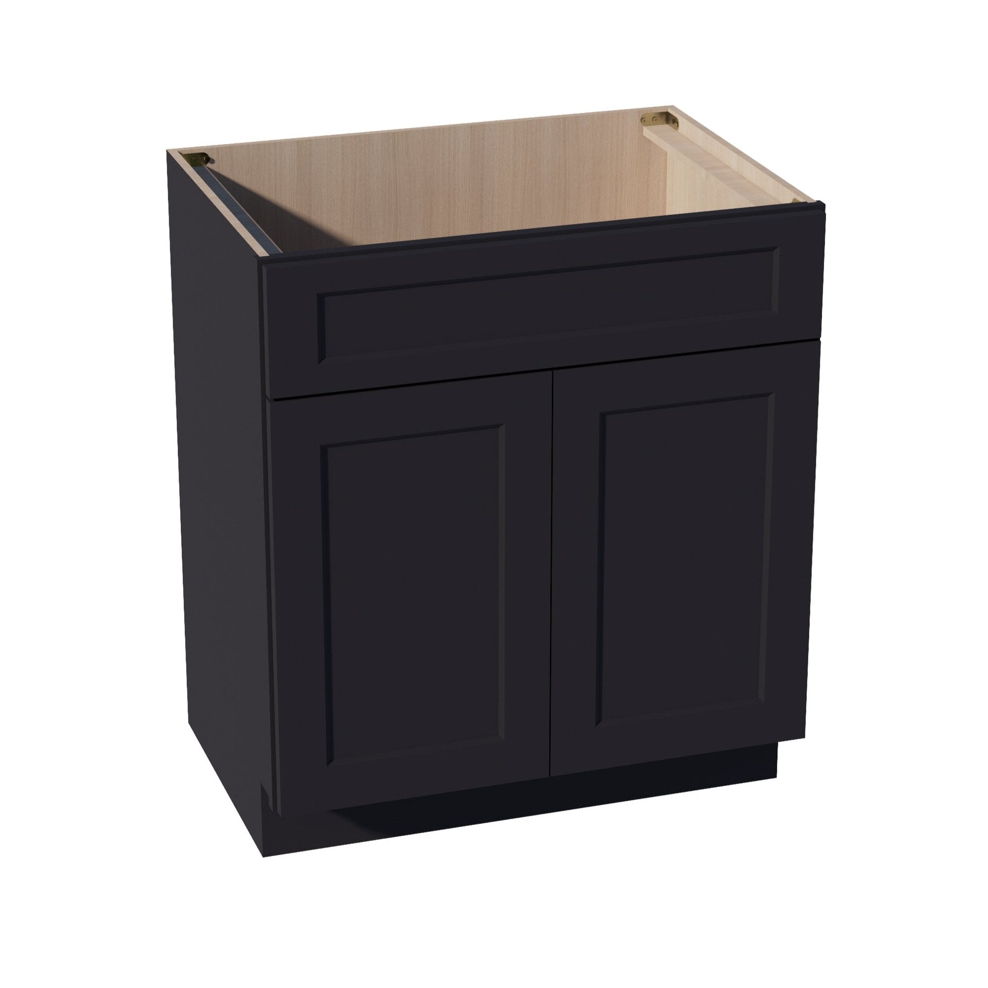 HE - VSB3021: Ebony Black Shaker 30"W x 34 - 1/2"H x 21"D 2 Doors & 1 False Drawer Vanity Sink Base Cabinets - NextCabinets