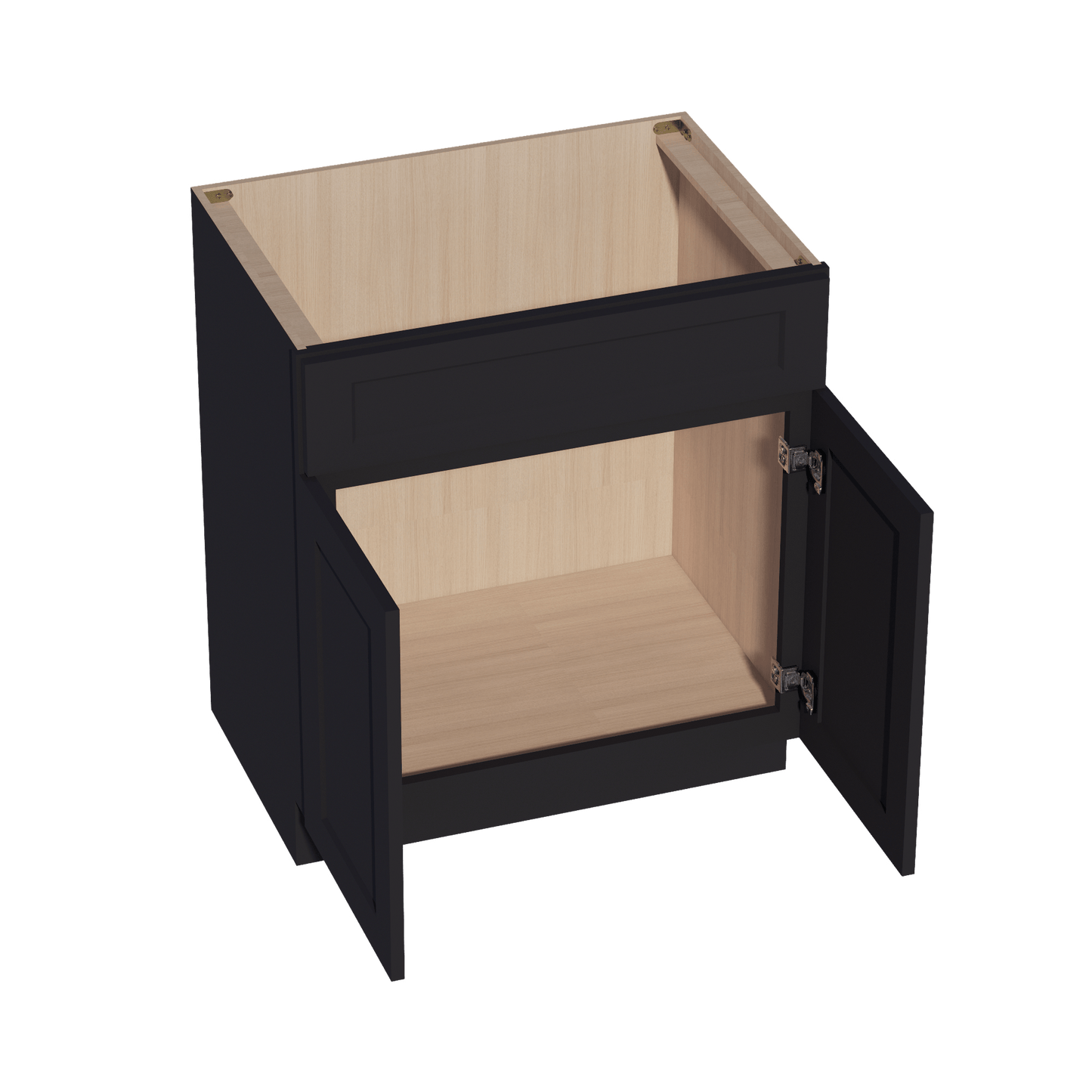 HE - VSB3021: Ebony Black Shaker 30"W x 34 - 1/2"H x 21"D 2 Doors & 1 False Drawer Vanity Sink Base Cabinets - NextCabinets