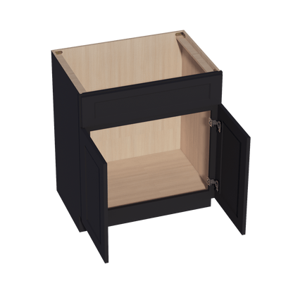HE - VSB3021: Ebony Black Shaker 30"W x 34 - 1/2"H x 21"D 2 Doors & 1 False Drawer Vanity Sink Base Cabinets - NextCabinets