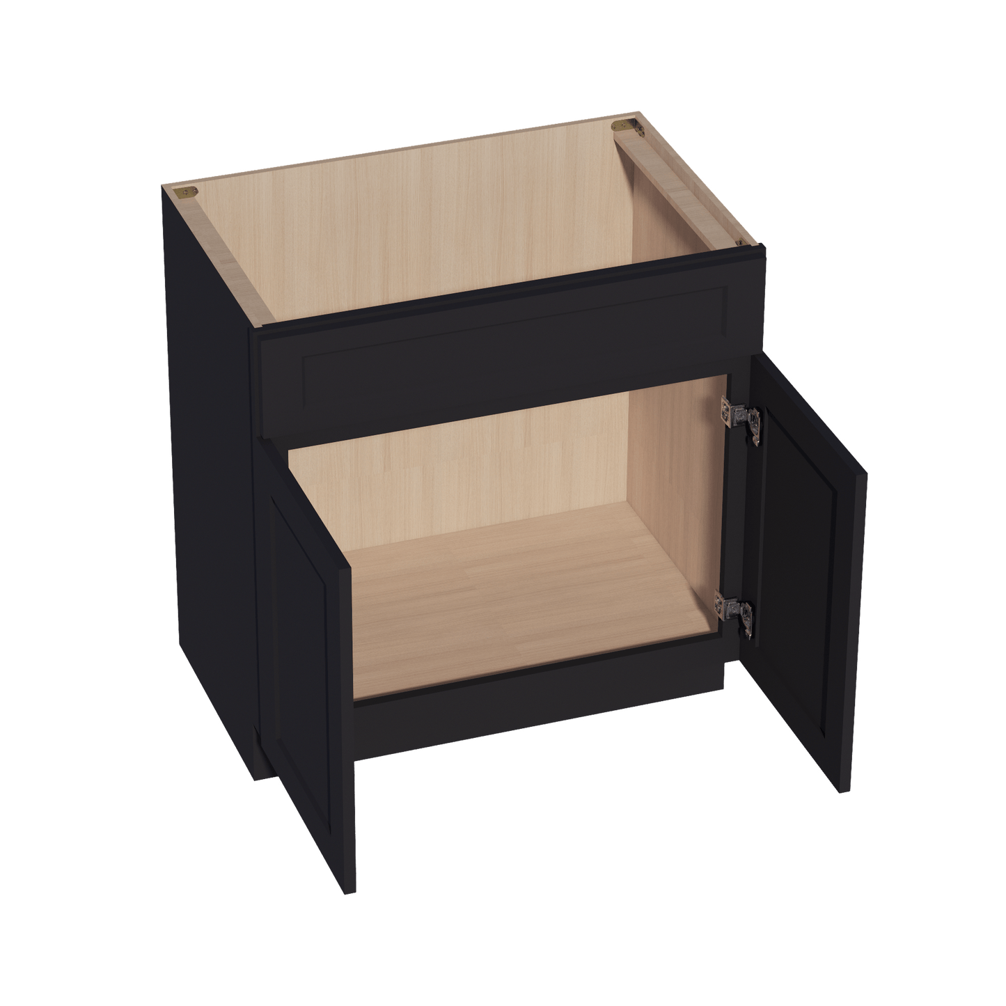 HE - VSB3321: Ebony Black Shaker 33"W x 34 - 1/2"H x 21"D 2 Doors & 1 False Drawer Vanity Sink Base Cabinets - NextCabinets