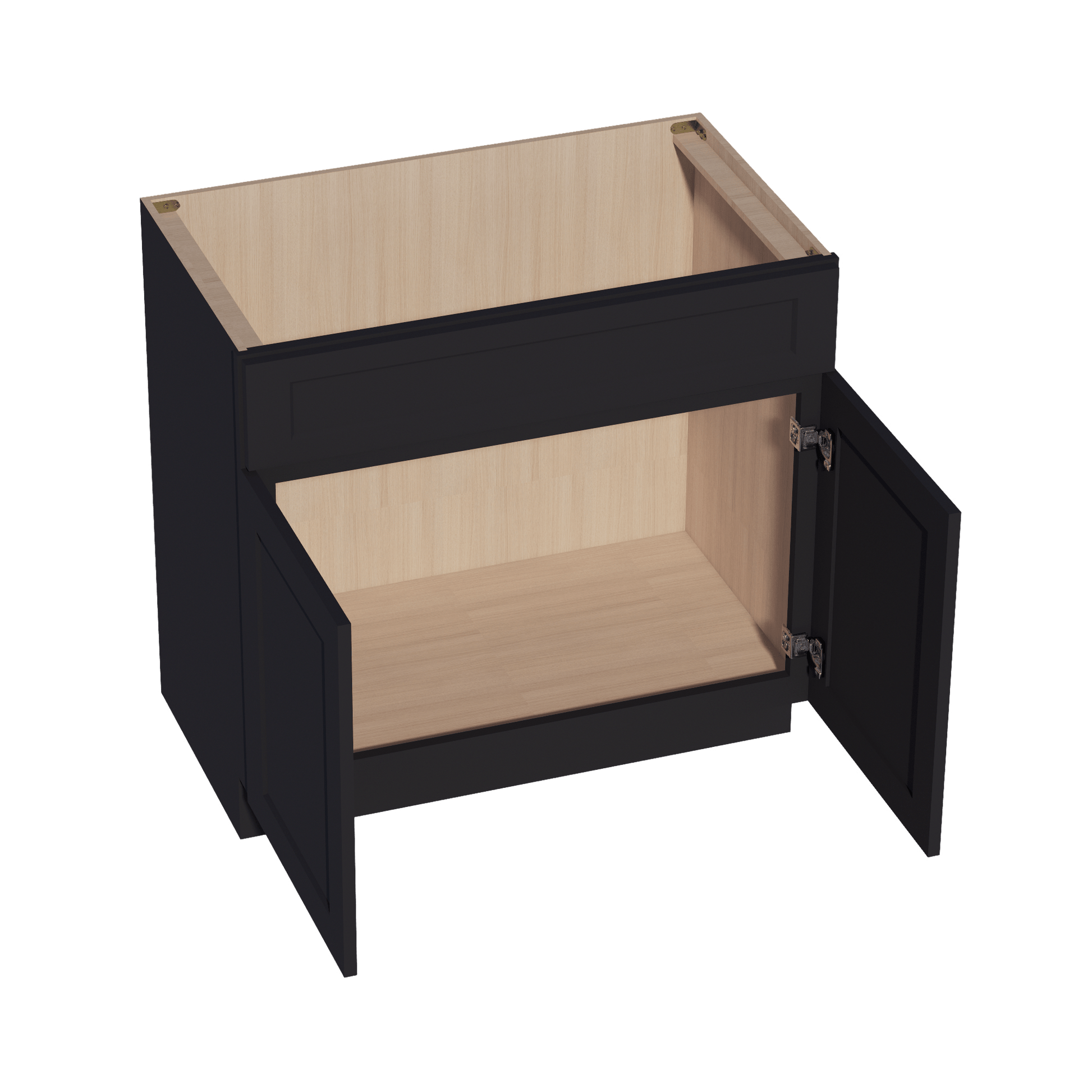 HE - VSB3621: Ebony Black Shaker 36"W x 34 - 1/2"H x 21"D 2 Doors & 1 False Drawer Vanity Sink Base Cabinets - NextCabinets
