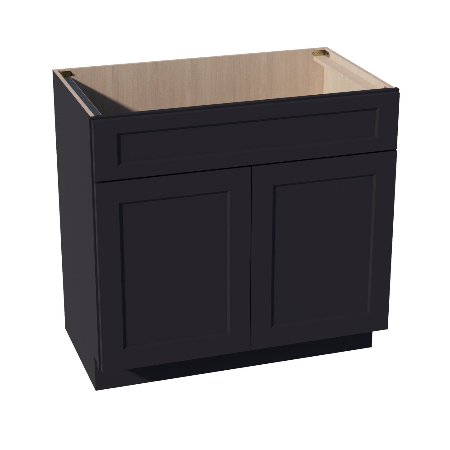 HE - VSB3621: Ebony Black Shaker 36"W x 34 - 1/2"H x 21"D 2 Doors & 1 False Drawer Vanity Sink Base Cabinets - NextCabinets