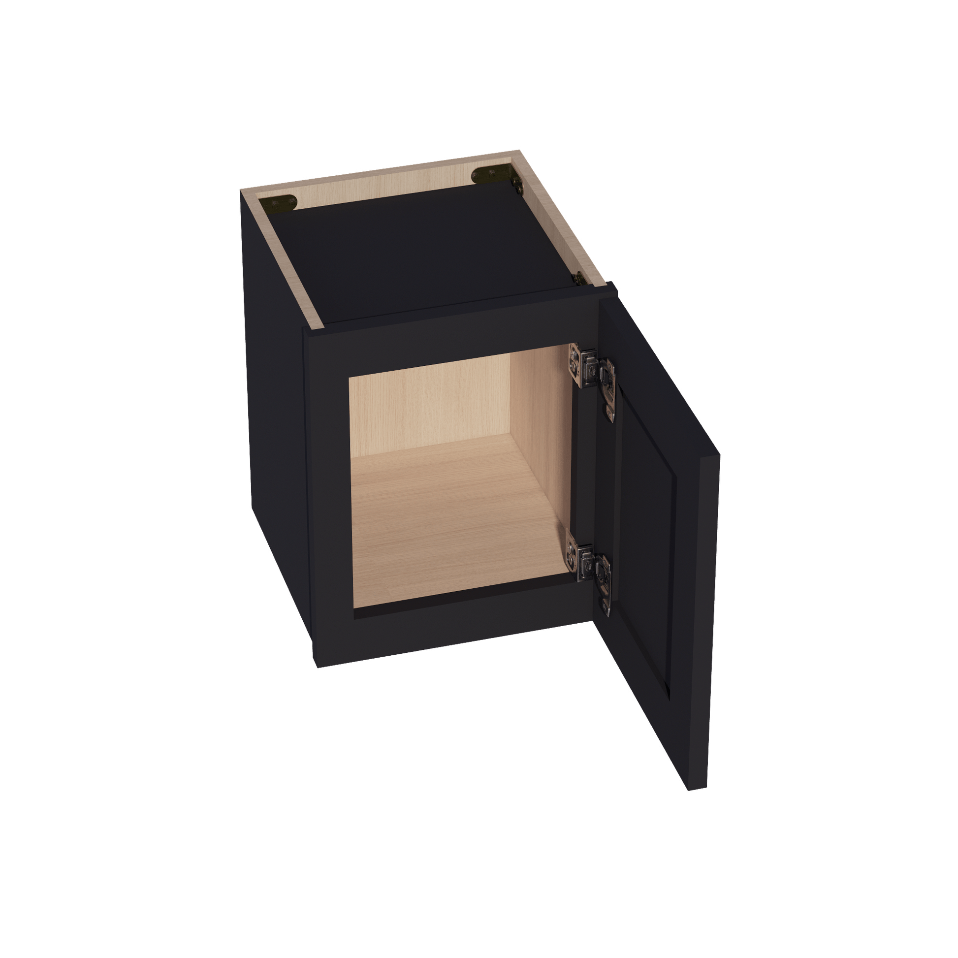 HE - W1215: Ebony Black Shaker 12"W x 15"H 1 Door Standard Wall Bridge Cabinet - NextCabinets