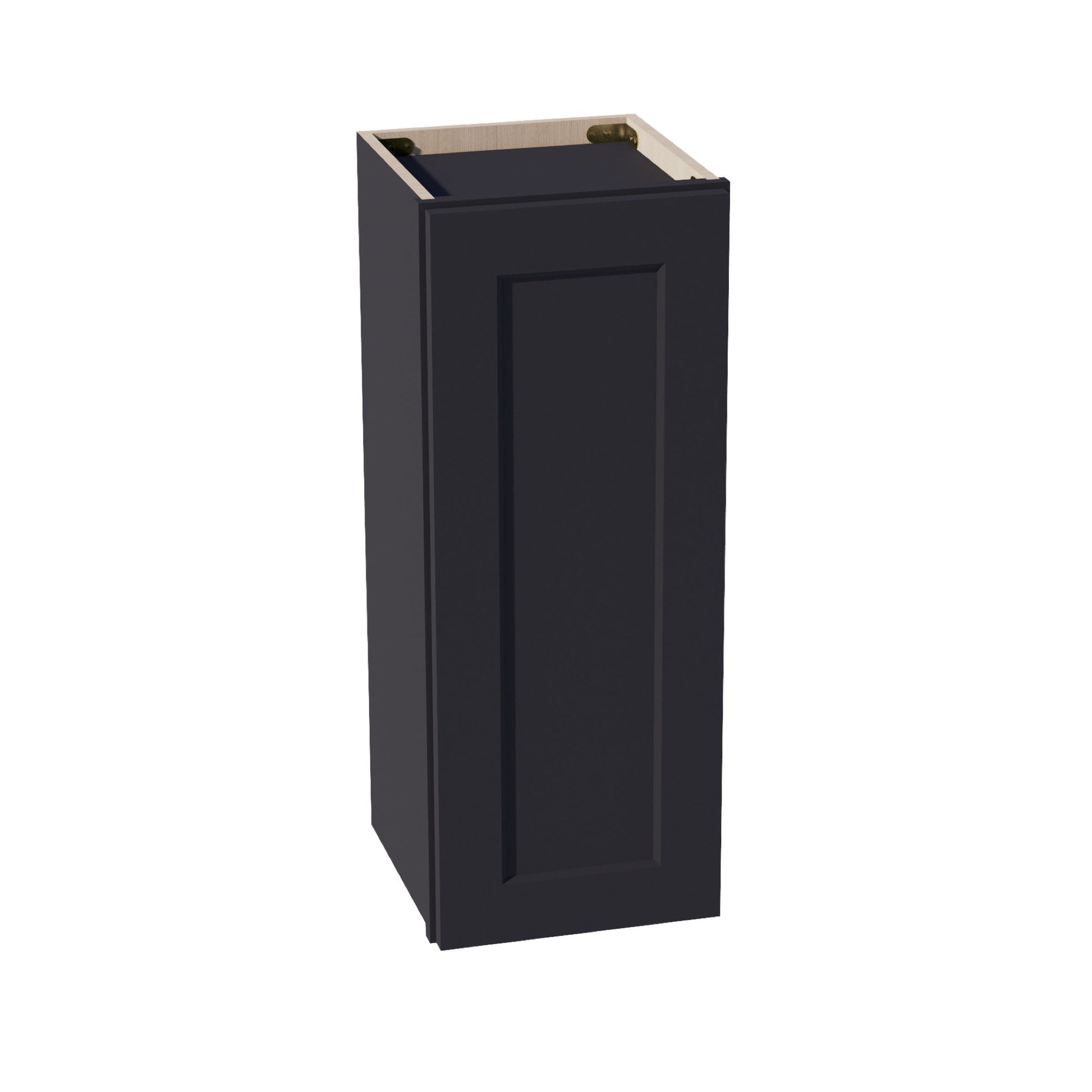 HE - W1230:: Ebony Black Shaker 12"W x 30"H 1 Door & 2 Shelves Standard Wall Cabinet - NextCabinets