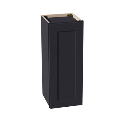 HE - W1230:: Ebony Black Shaker 12"W x 30"H 1 Door & 2 Shelves Standard Wall Cabinet - NextCabinets