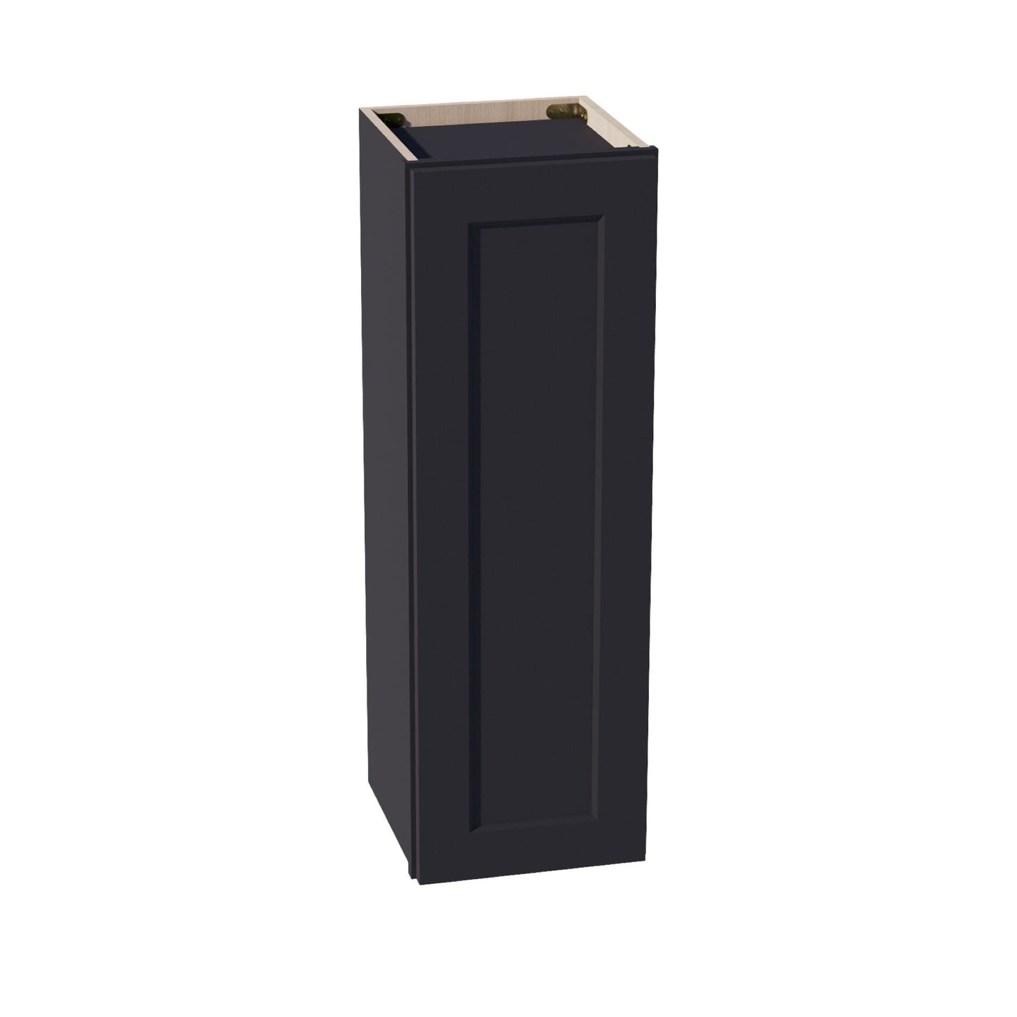 HE - W1236: Ebony Black Shaker 12"W x 36"H 1 Door & 2 Shelves Standard Wall Cabinet - NextCabinets