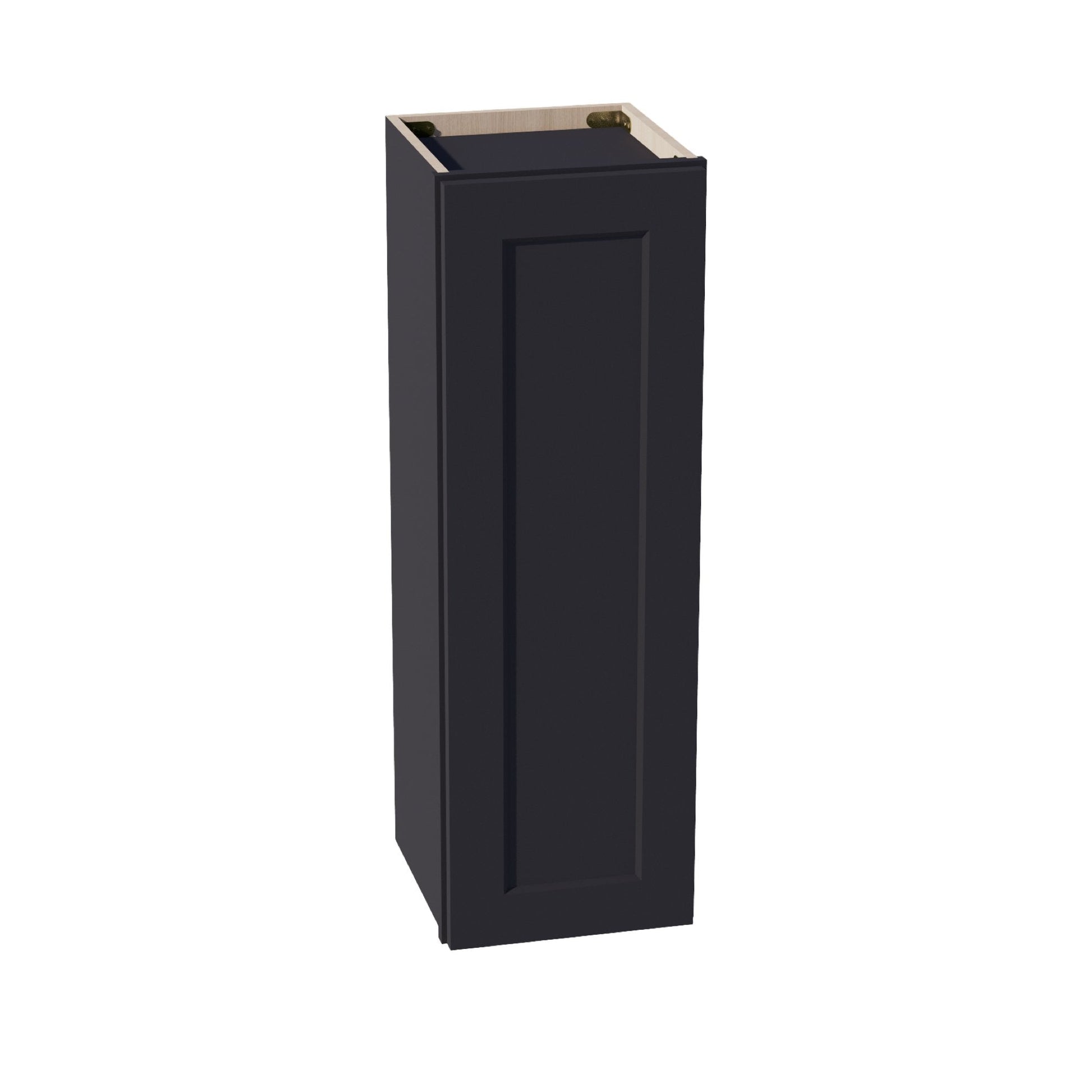HE - W1236: Ebony Black Shaker 12"W x 36"H 1 Door & 2 Shelves Standard Wall Cabinet - NextCabinets