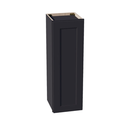 HE - W1236: Ebony Black Shaker 12"W x 36"H 1 Door & 2 Shelves Standard Wall Cabinet - NextCabinets