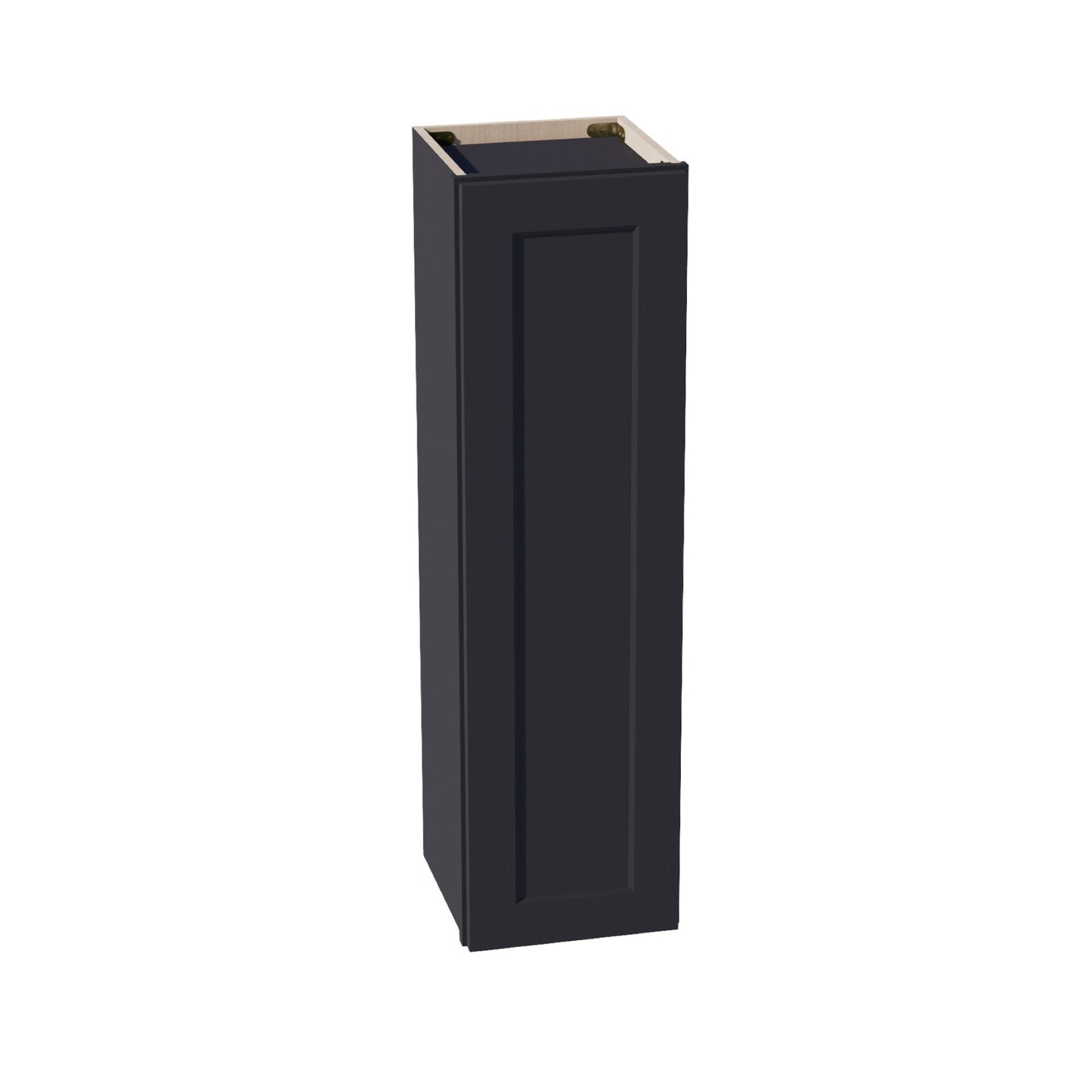 HE - W1242: Ebony Black Shaker 12"W x 42"H 1 Door & 3 Shelves Standard Wall Cabinet - NextCabinets