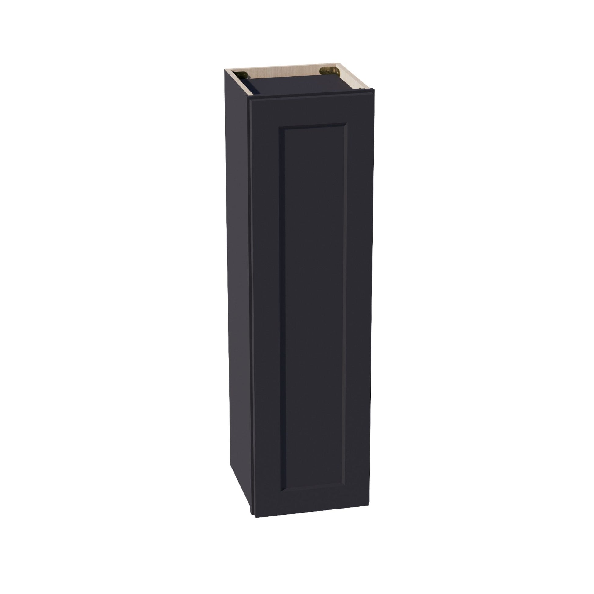 HE - W1242: Ebony Black Shaker 12"W x 42"H 1 Door & 3 Shelves Standard Wall Cabinet - NextCabinets