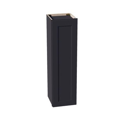 HE - W1242: Ebony Black Shaker 12"W x 42"H 1 Door & 3 Shelves Standard Wall Cabinet - NextCabinets