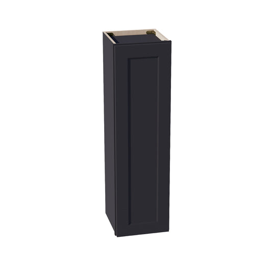 HE - W1242: Ebony Black Shaker 12"W x 42"H 1 Door & 3 Shelves Standard Wall Cabinet - NextCabinets