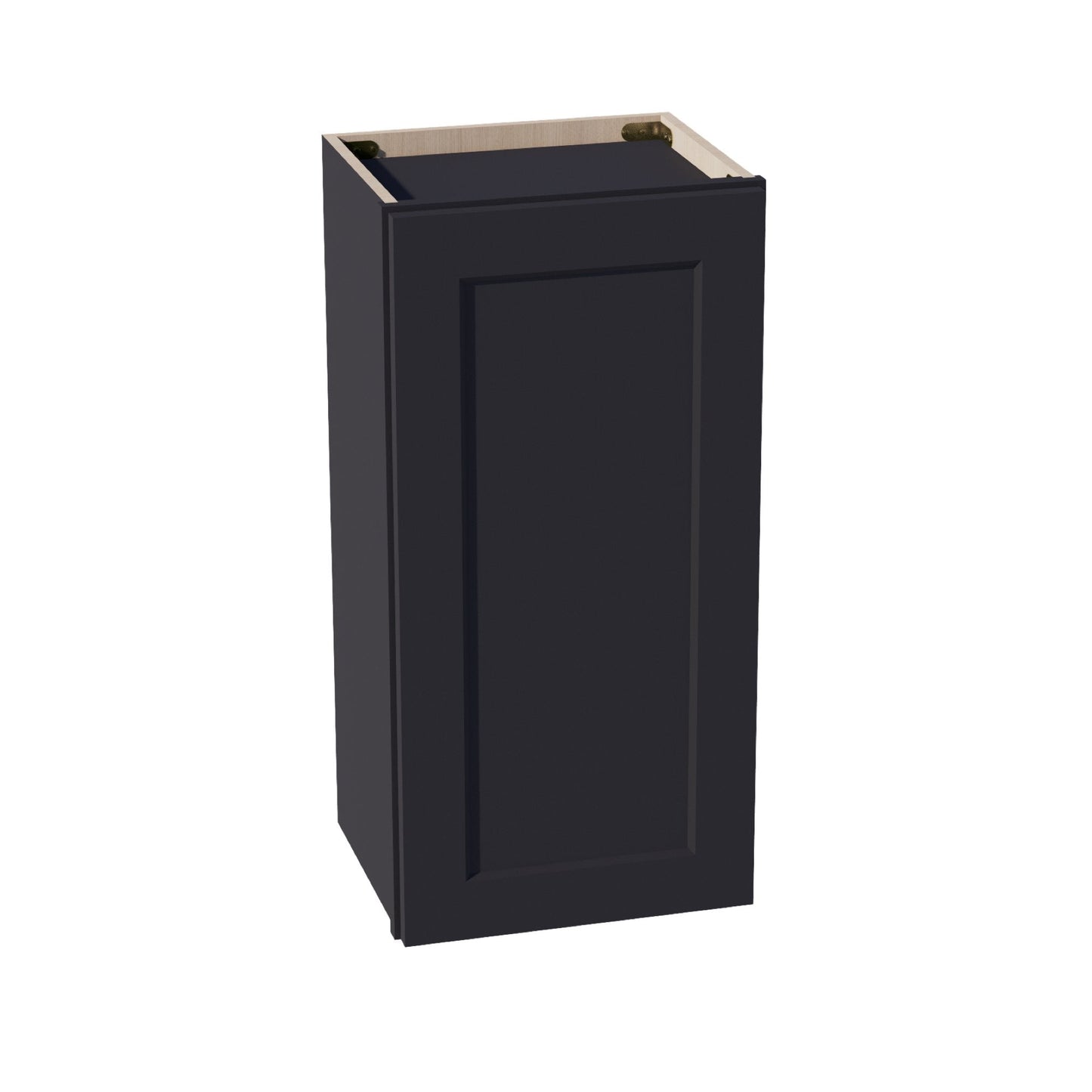 HE - W1530: Ebony Black Shaker 15"W x 30"H 1 Door & 2 Shelves Standard Wall Cabinet - NextCabinets