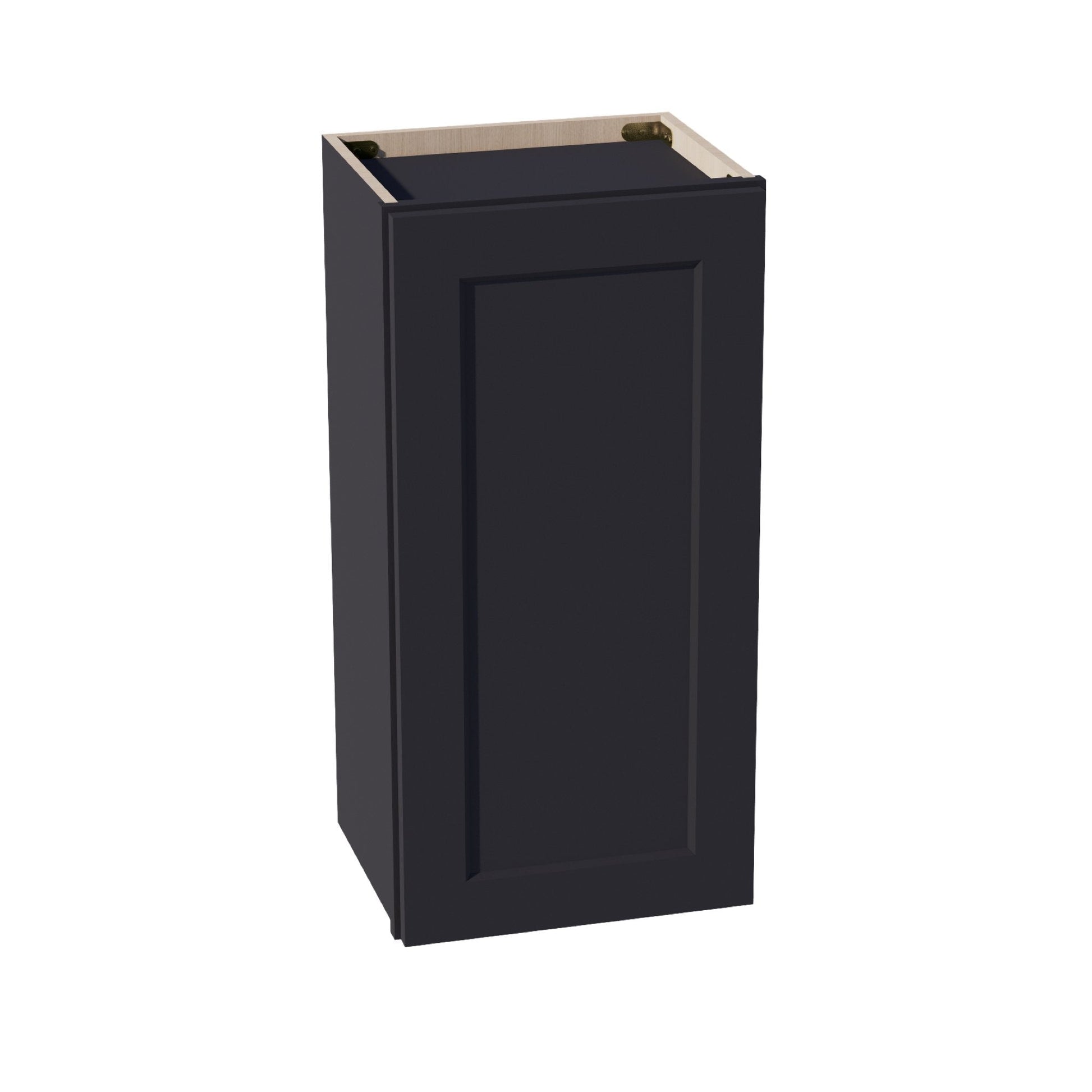 HE - W1530: Ebony Black Shaker 15"W x 30"H 1 Door & 2 Shelves Standard Wall Cabinet - NextCabinets
