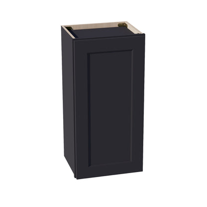 HE - W1530: Ebony Black Shaker 15"W x 30"H 1 Door & 2 Shelves Standard Wall Cabinet - NextCabinets