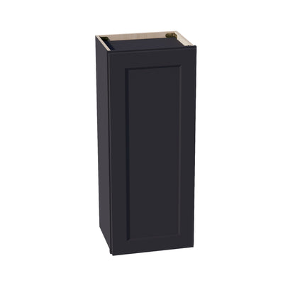 HE - W1536: Ebony Black Shaker 15"W x 36"H 1 Door & 2 Shelves Standard Wall Cabinet - NextCabinets