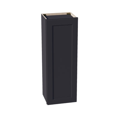 HE - W1542: Ebony Black Shaker 15"W x 42"H 1 Door & 3 Shelves Standard Wall Cabinet - NextCabinets