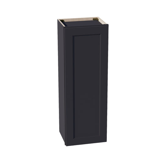 HE - W1542: Ebony Black Shaker 15"W x 42"H 1 Door & 3 Shelves Standard Wall Cabinet - NextCabinets