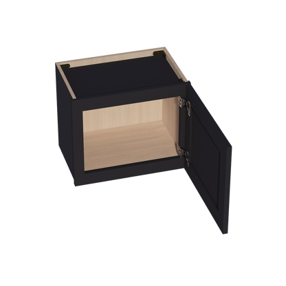 HE - W1815: Ebony Black Shaker 18"W x 15"H 1 Door Standard Wall Bridge Cabinet - NextCabinets