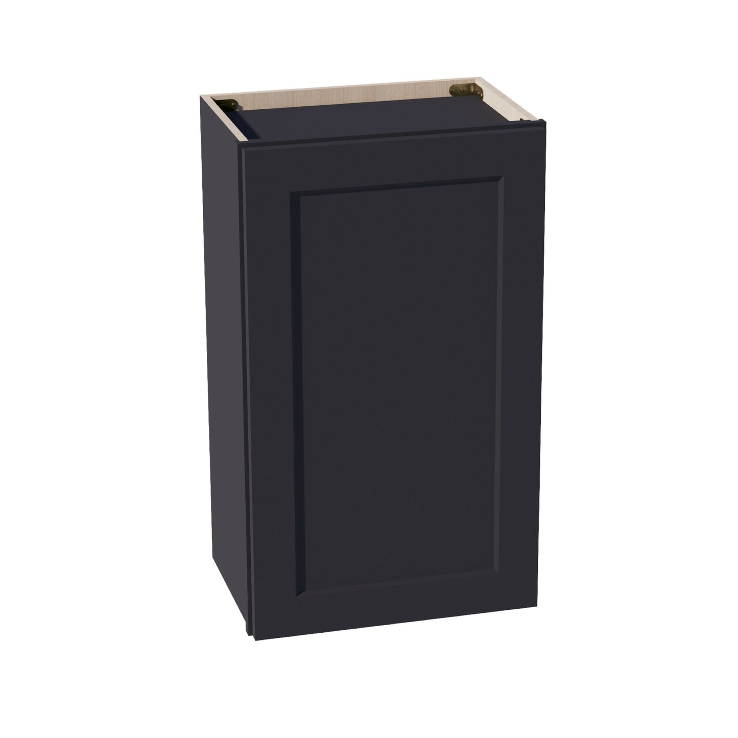 HE - W1830: Ebony Black Shaker 18"W x 30"H 1 Door & 2 Shelves Standard Wall Cabinet - NextCabinets