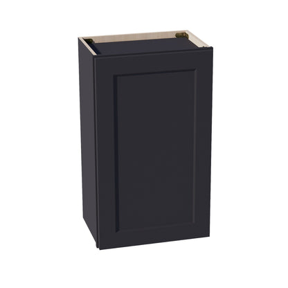 HE - W1830: Ebony Black Shaker 18"W x 30"H 1 Door & 2 Shelves Standard Wall Cabinet - NextCabinets