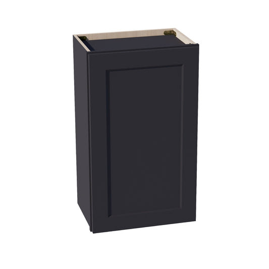 HE - W1830: Ebony Black Shaker 18"W x 30"H 1 Door & 2 Shelves Standard Wall Cabinet - NextCabinets