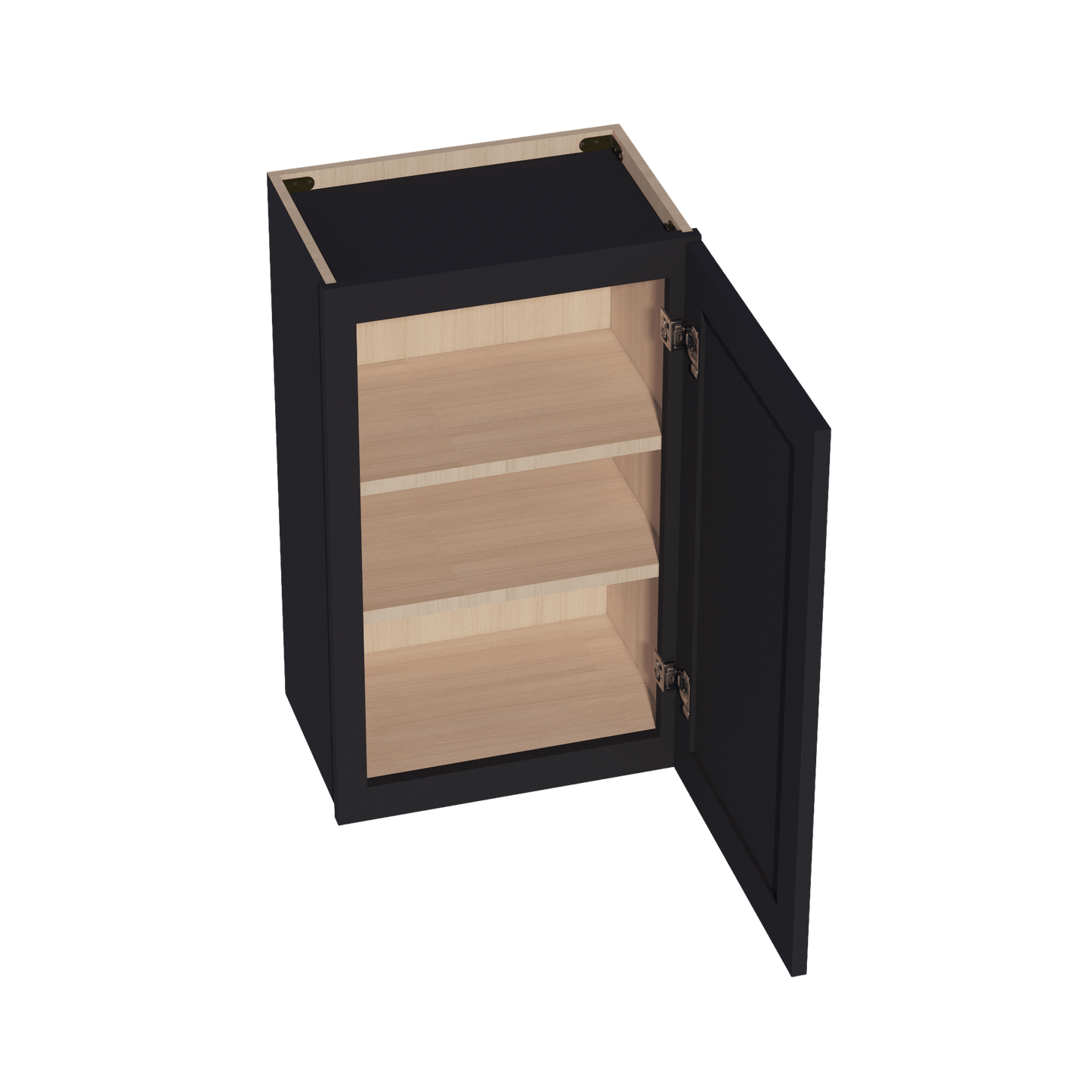 HE - W1830: Ebony Black Shaker 18"W x 30"H 1 Door & 2 Shelves Standard Wall Cabinet - NextCabinets