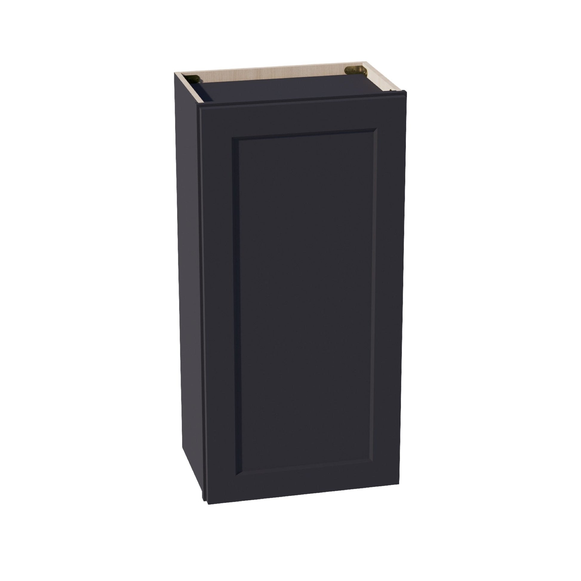 HE - W1836: Ebony Black Shaker 18"W x 36"H 1 Door & 2 Shelves Standard Wall Cabinet - NextCabinets