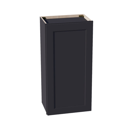 HE - W1836: Ebony Black Shaker 18"W x 36"H 1 Door & 2 Shelves Standard Wall Cabinet - NextCabinets